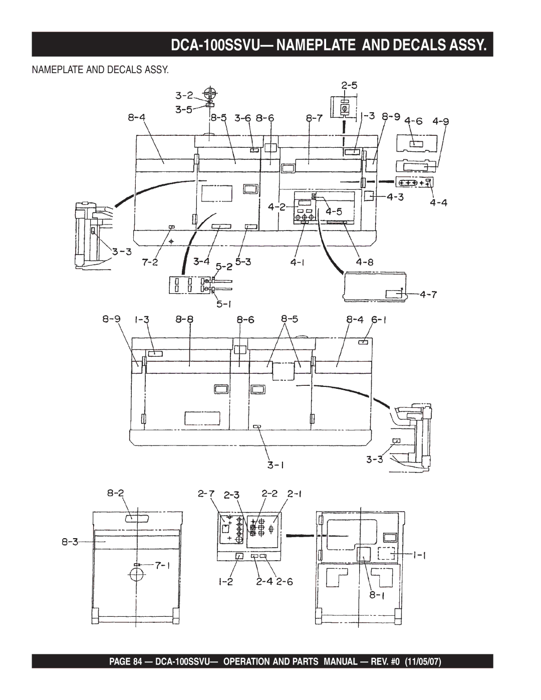 Multiquip operation manual DCA-100SSVU- Nameplate and Decals Assy 