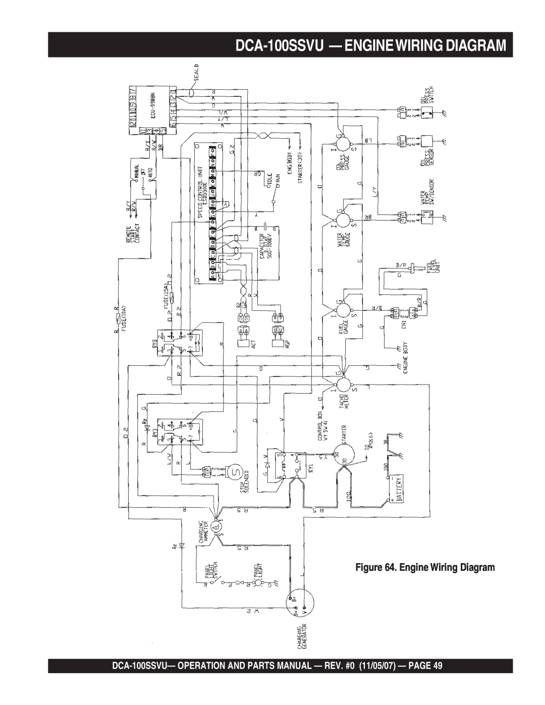 Multiquip operation manual DCA-100SSVU— ENGINEWIRING DIAGRAM, Engine Wiring Diagram 