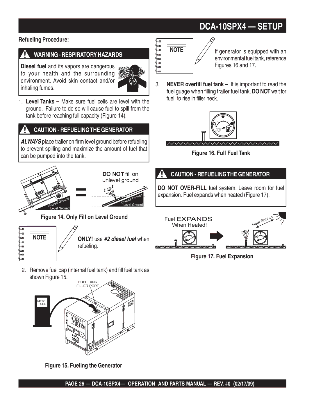 Multiquip DCA-10SPX4 operation manual Refueling Procedure 