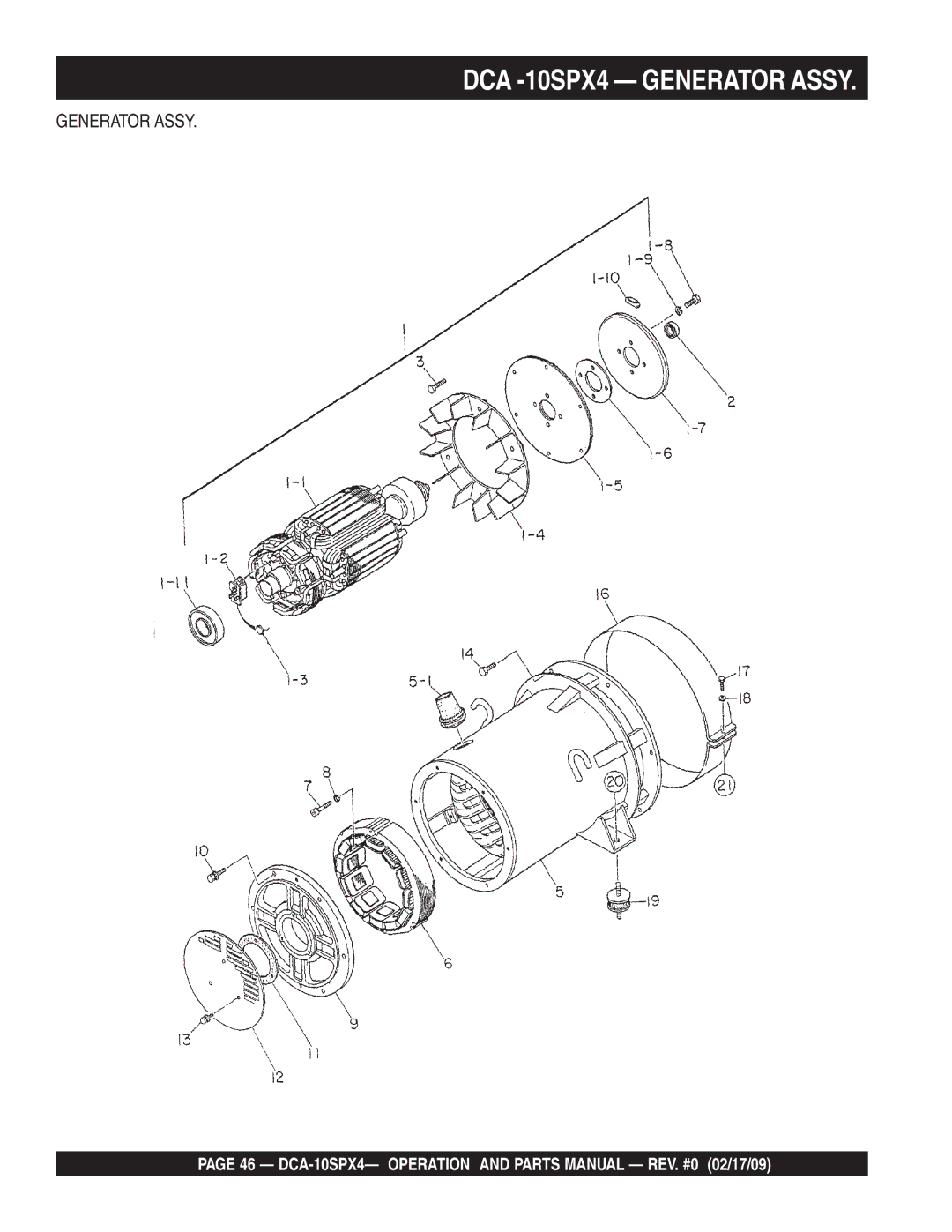 Multiquip DCA-10SPX4 operation manual DCA -10SPX4 Generator Assy 