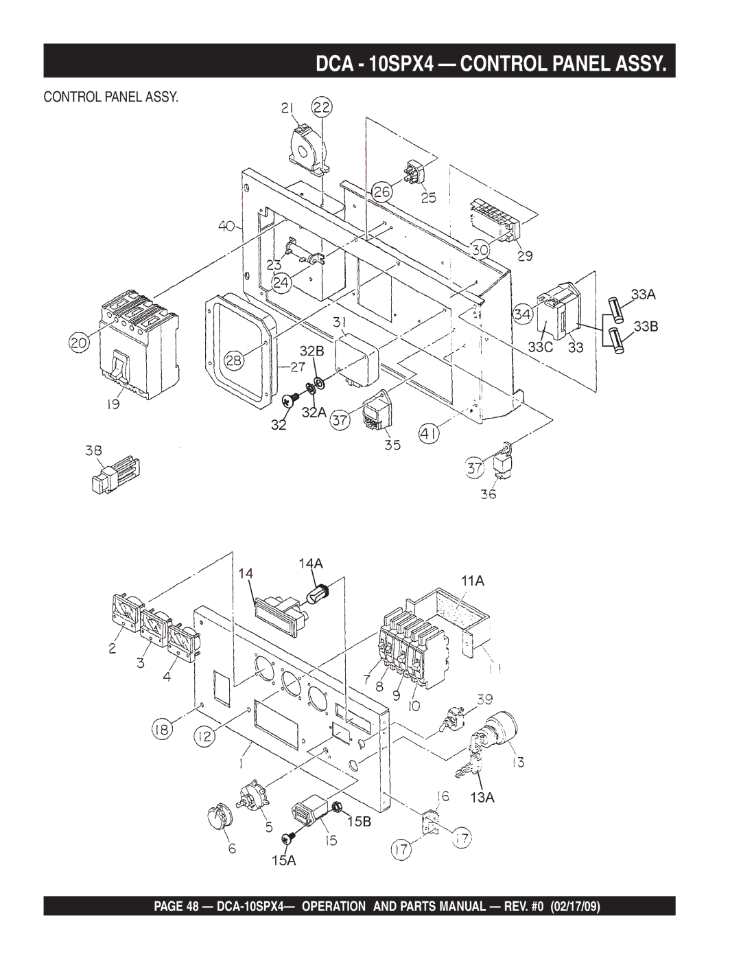 Multiquip DCA-10SPX4 operation manual DCA 10SPX4 Control Panel Assy 