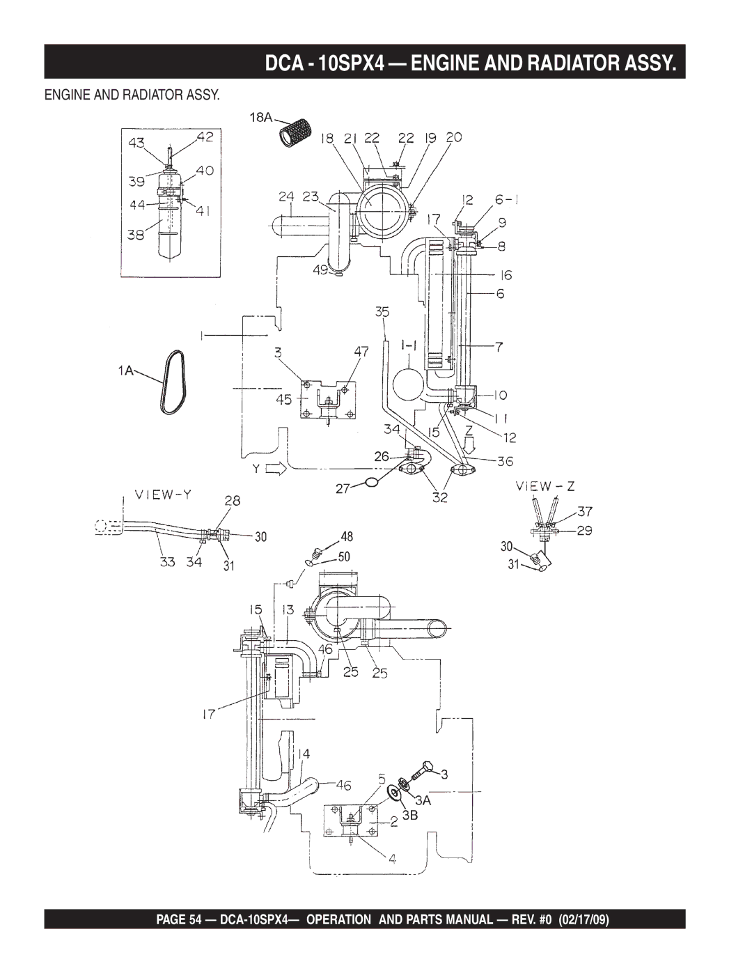 Multiquip DCA-10SPX4 operation manual DCA 10SPX4 Engine and Radiator Assy 