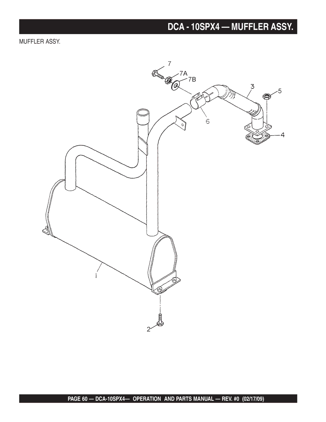 Multiquip DCA-10SPX4 operation manual DCA 10SPX4 Muffler Assy 