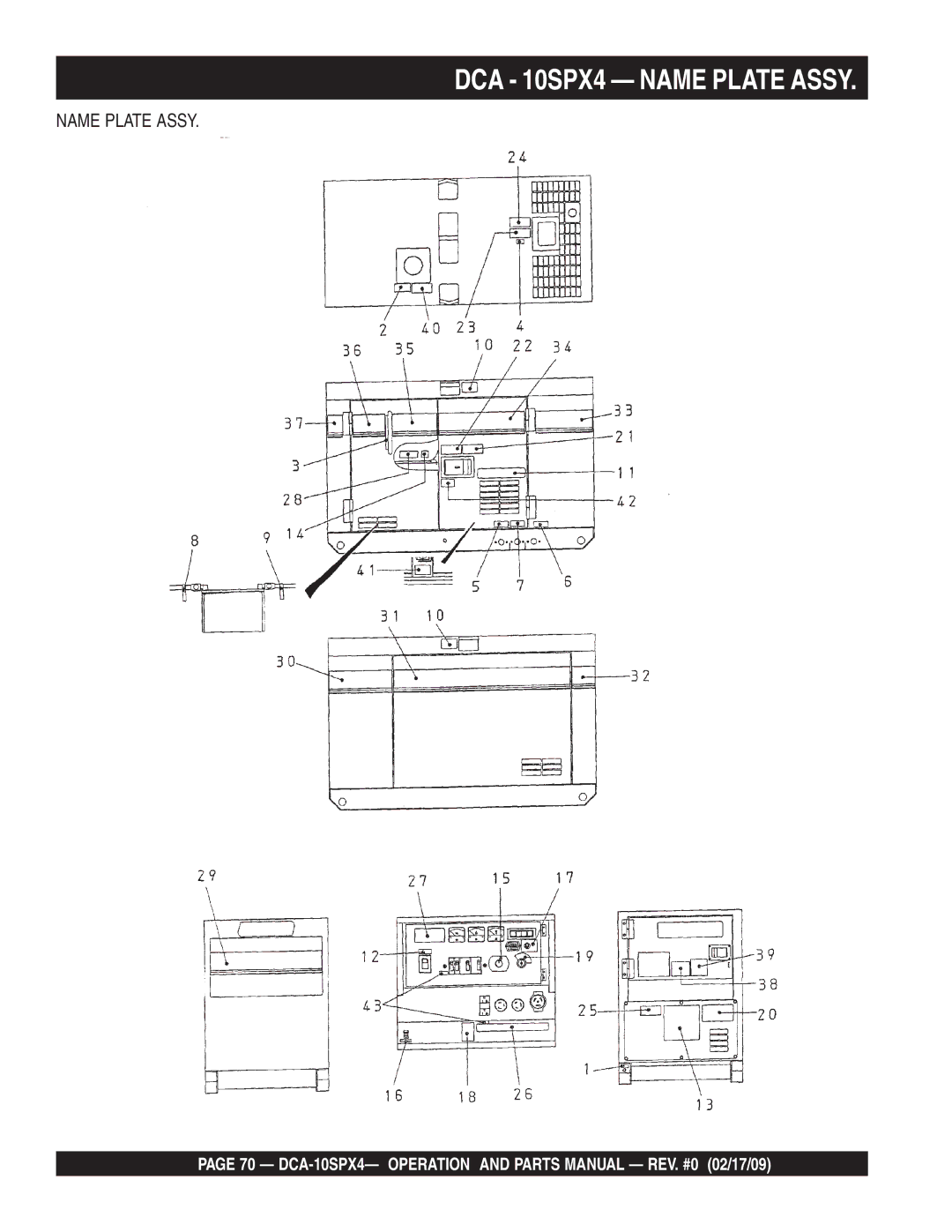 Multiquip DCA-10SPX4 operation manual DCA 10SPX4 Name Plate Assy 