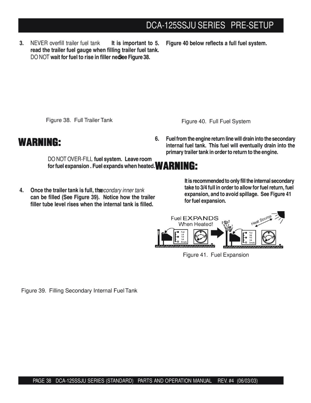 Multiquip DCA-125SSJU manual Full Trailer Tank 