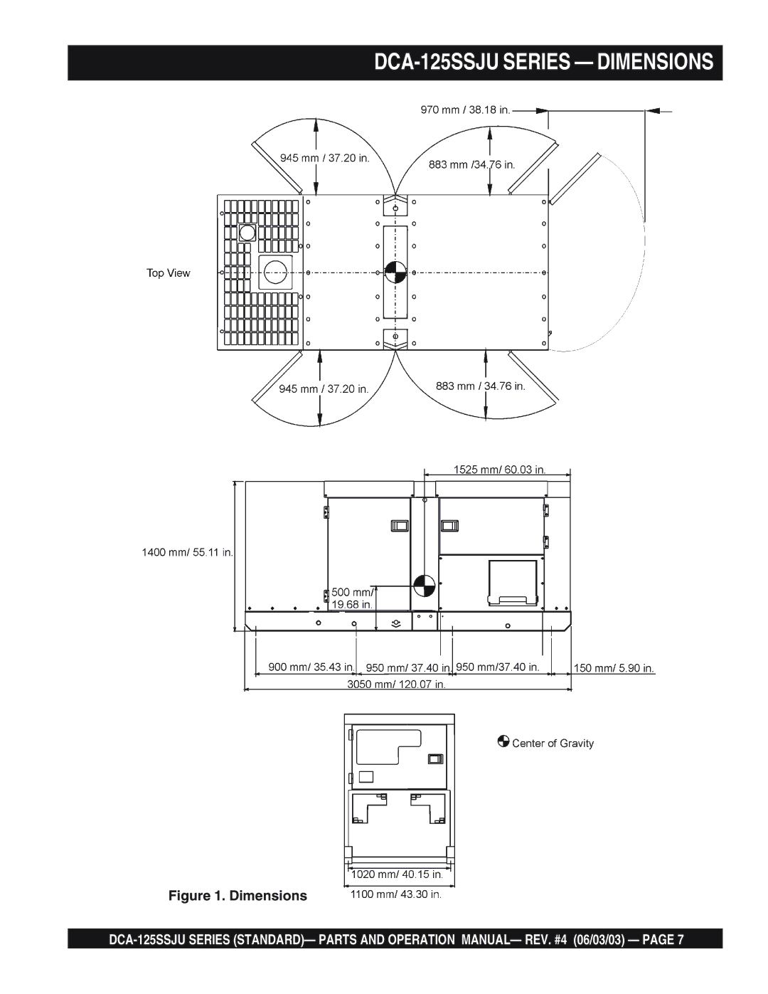 Multiquip manual DCA-125SSJU Series Dimensions 