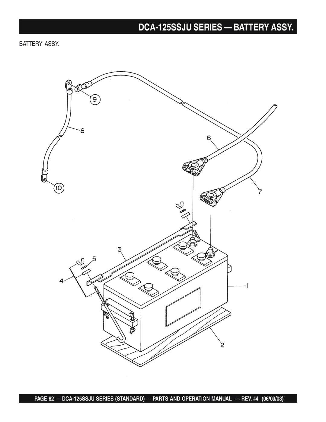 Multiquip manual DCA-125SSJU Series Battery Assy 