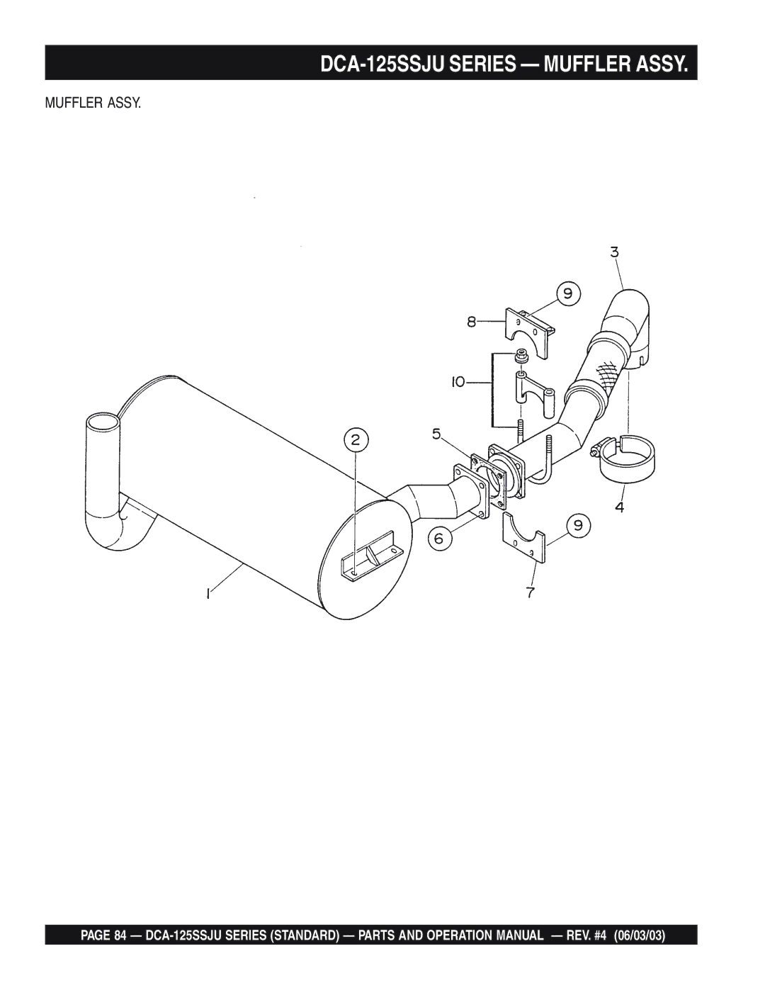 Multiquip manual DCA-125SSJU Series Muffler Assy 