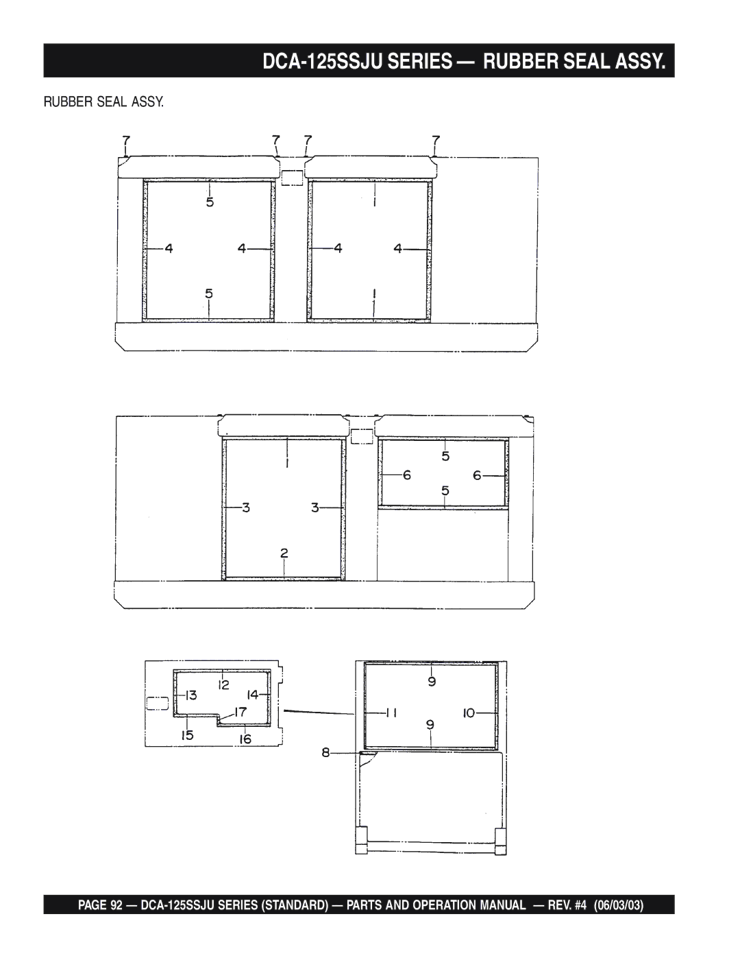 Multiquip manual DCA-125SSJU Series Rubber Seal Assy 