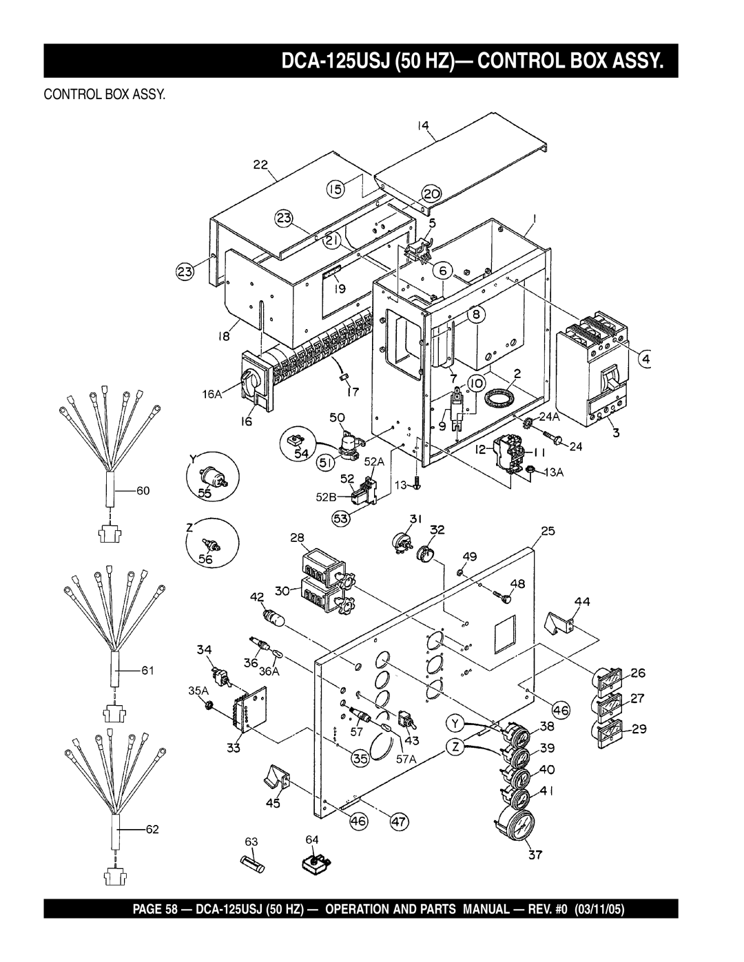 Multiquip operation manual DCA-125USJ 50 HZ- Control BOX Assy 