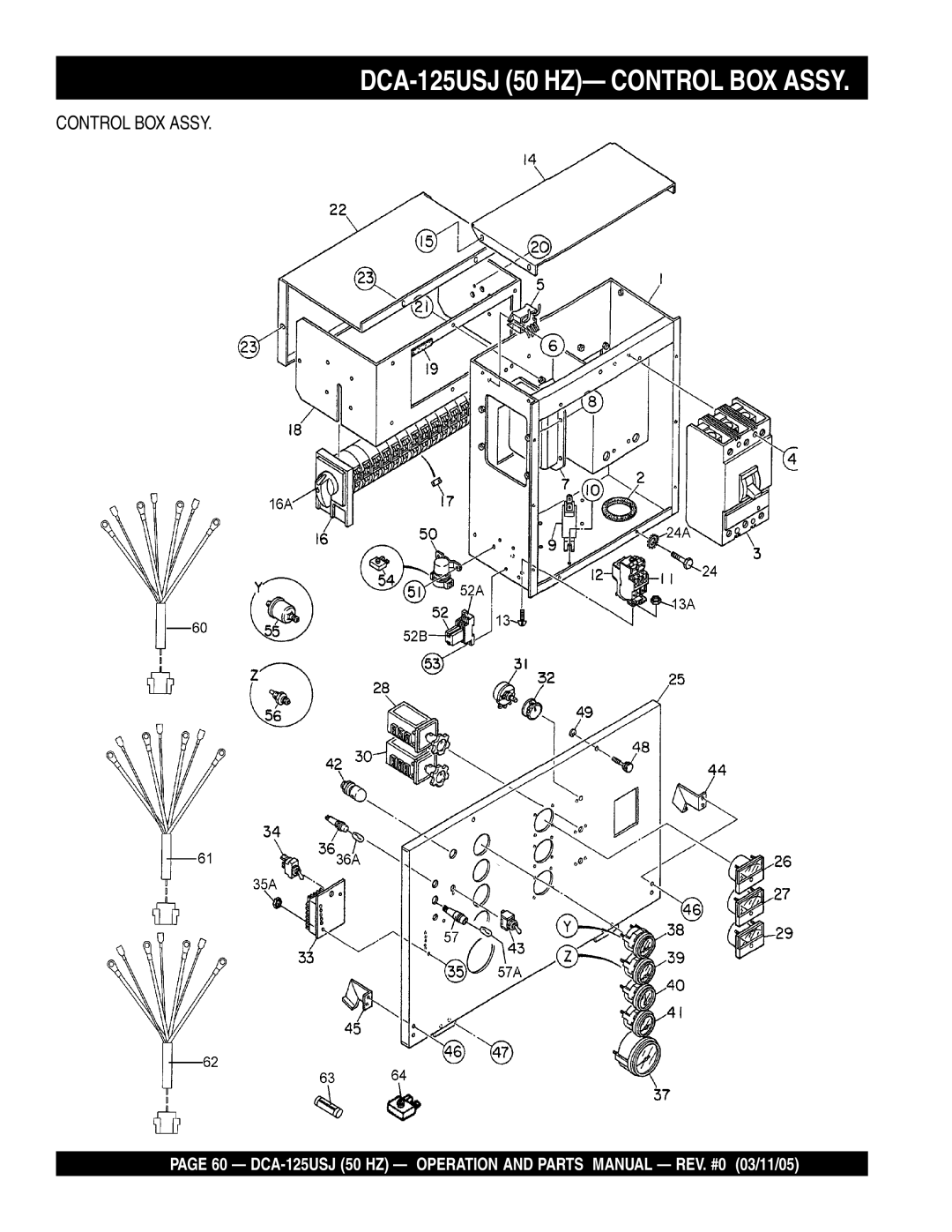 Multiquip operation manual DCA-125USJ 50 HZ- Control BOX Assy 