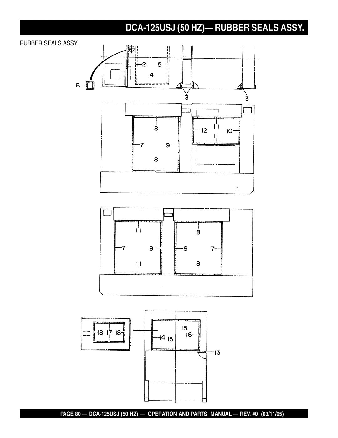 Multiquip operation manual DCA-125USJ 50 HZ- Rubber Seals Assy 