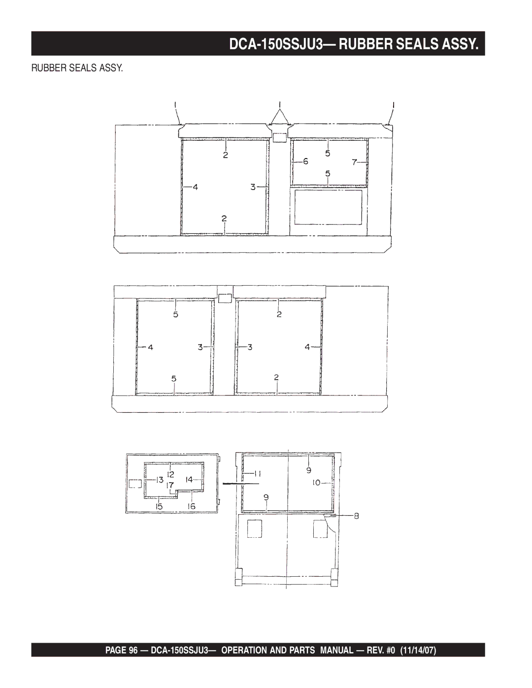 Multiquip operation manual DCA-150SSJU3- Rubber Seals Assy 