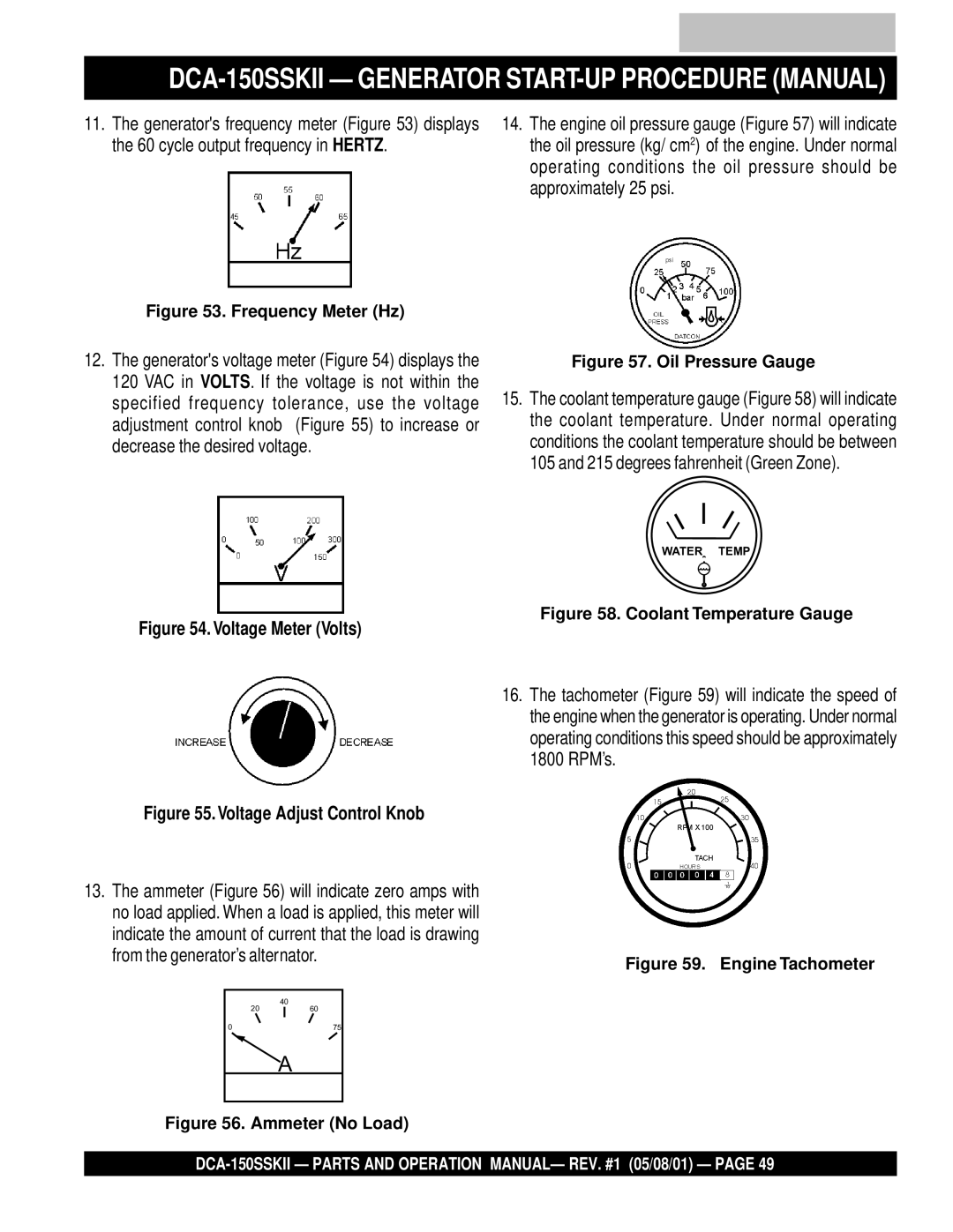 Multiquip DCA-150SSKII operation manual Voltage Meter Volts 