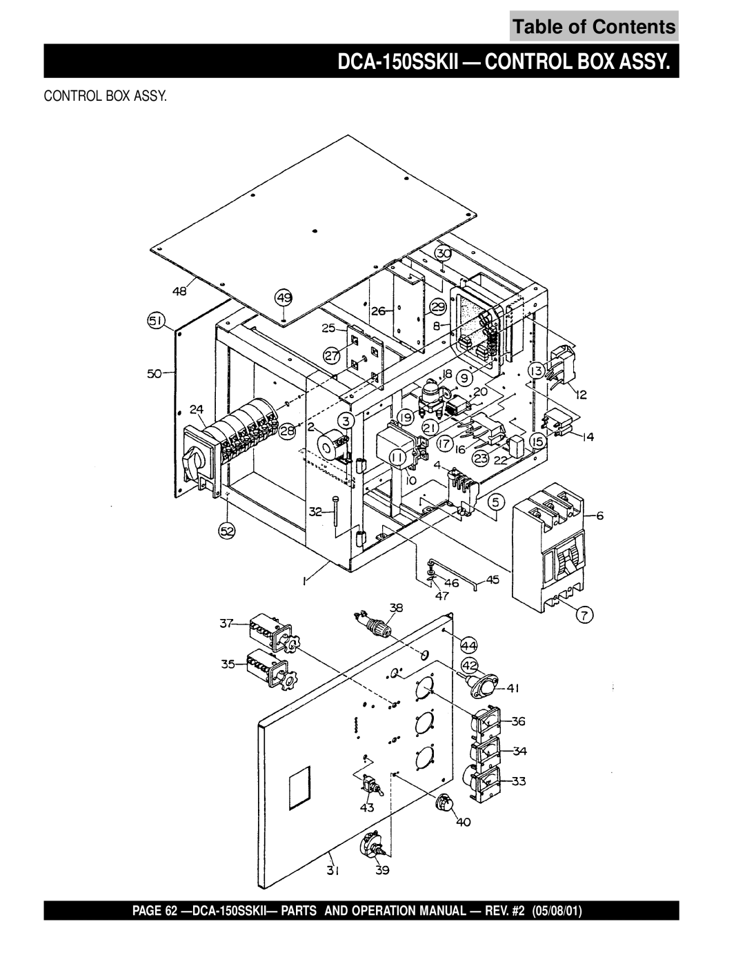 Multiquip operation manual DCA-150SSKII Control BOX Assy 