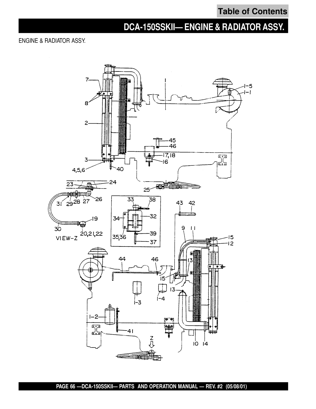 Multiquip operation manual DCA-150SSKII- Engine & Radiator Assy 