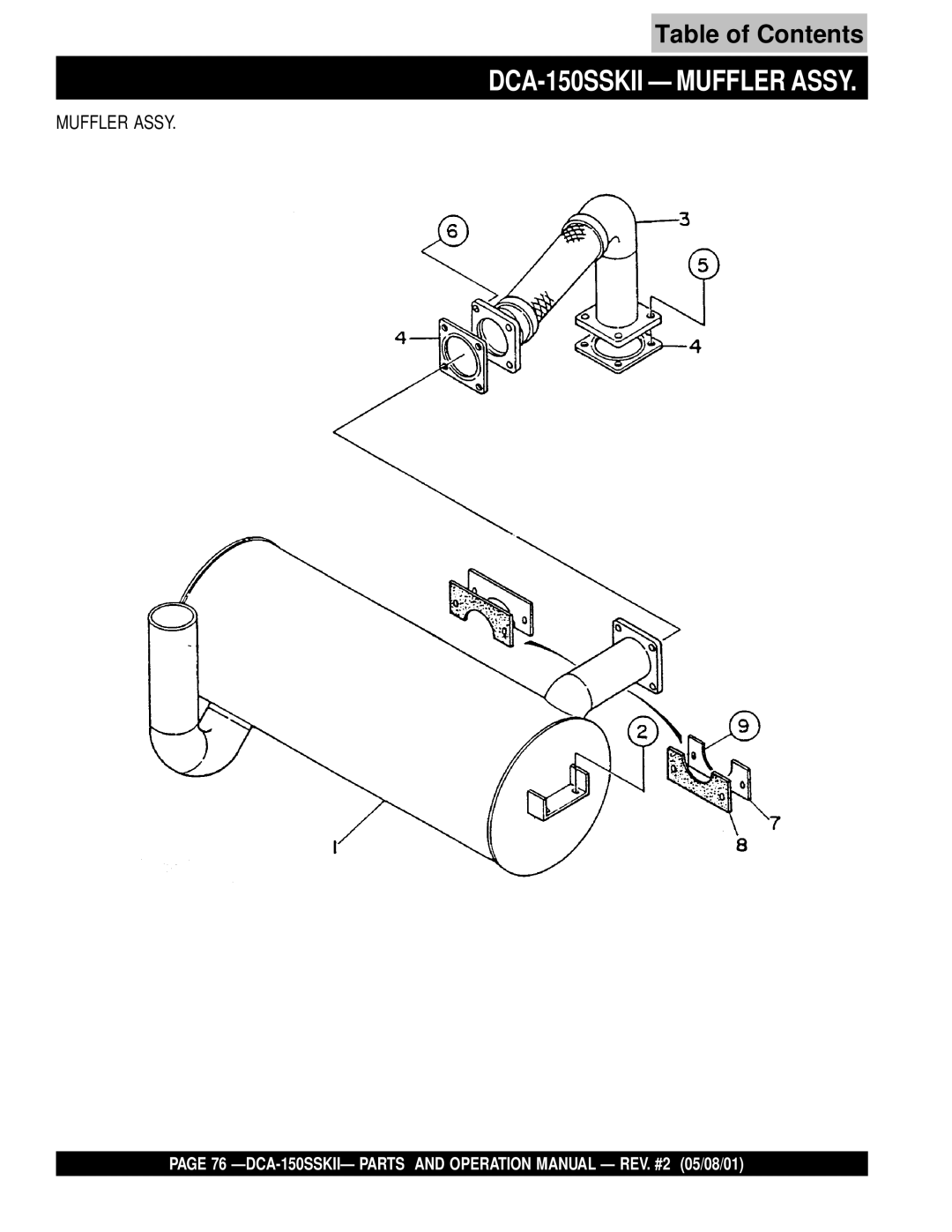 Multiquip operation manual DCA-150SSKII Muffler Assy 