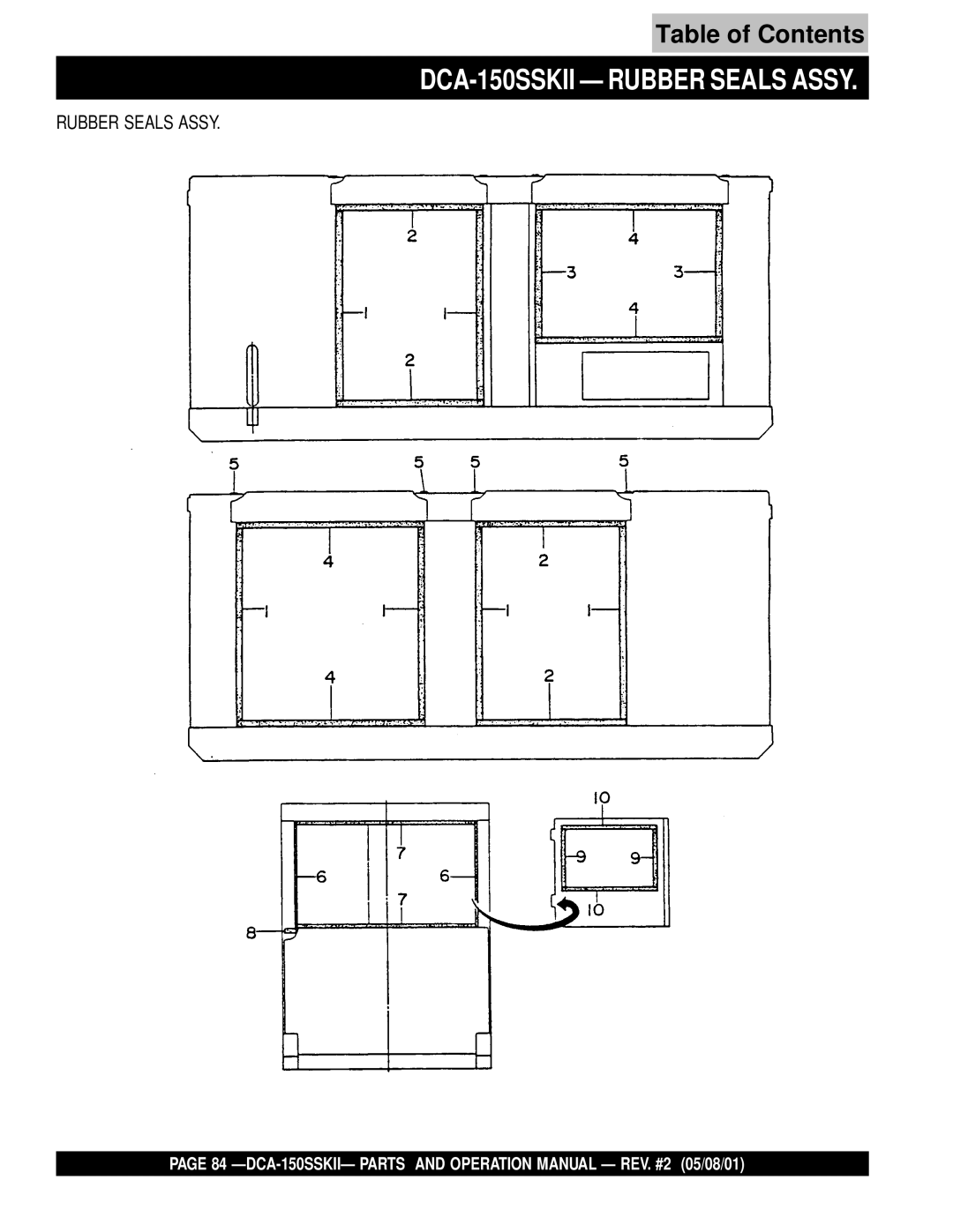 Multiquip operation manual DCA-150SSKII Rubber Seals Assy 