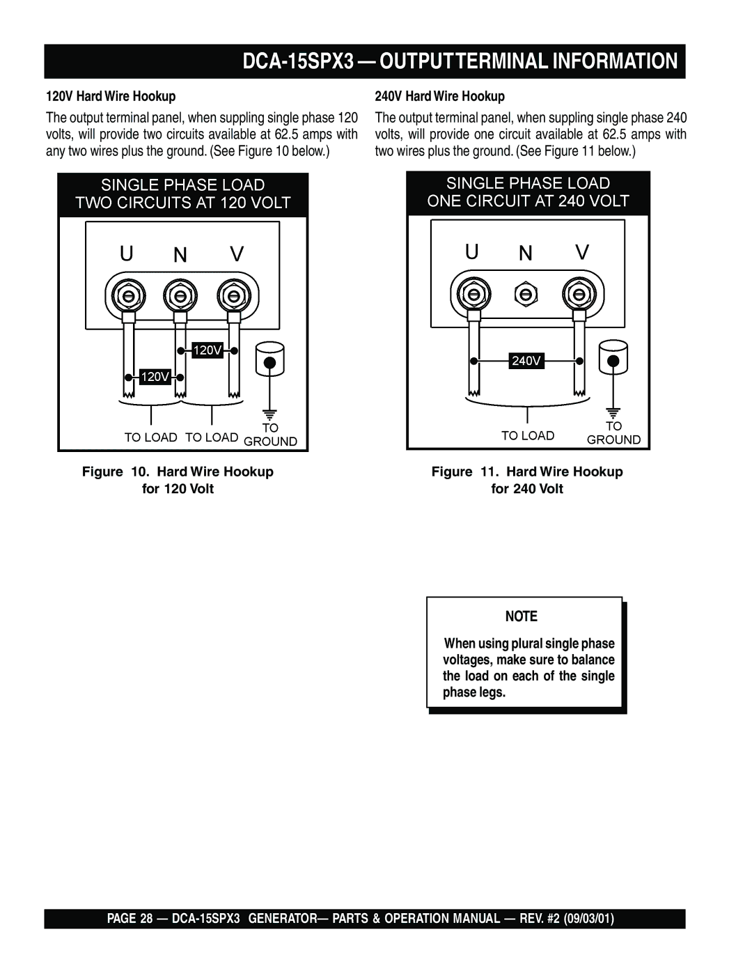 Multiquip DCA-15SPX3 operation manual Hard Wire Hookup 