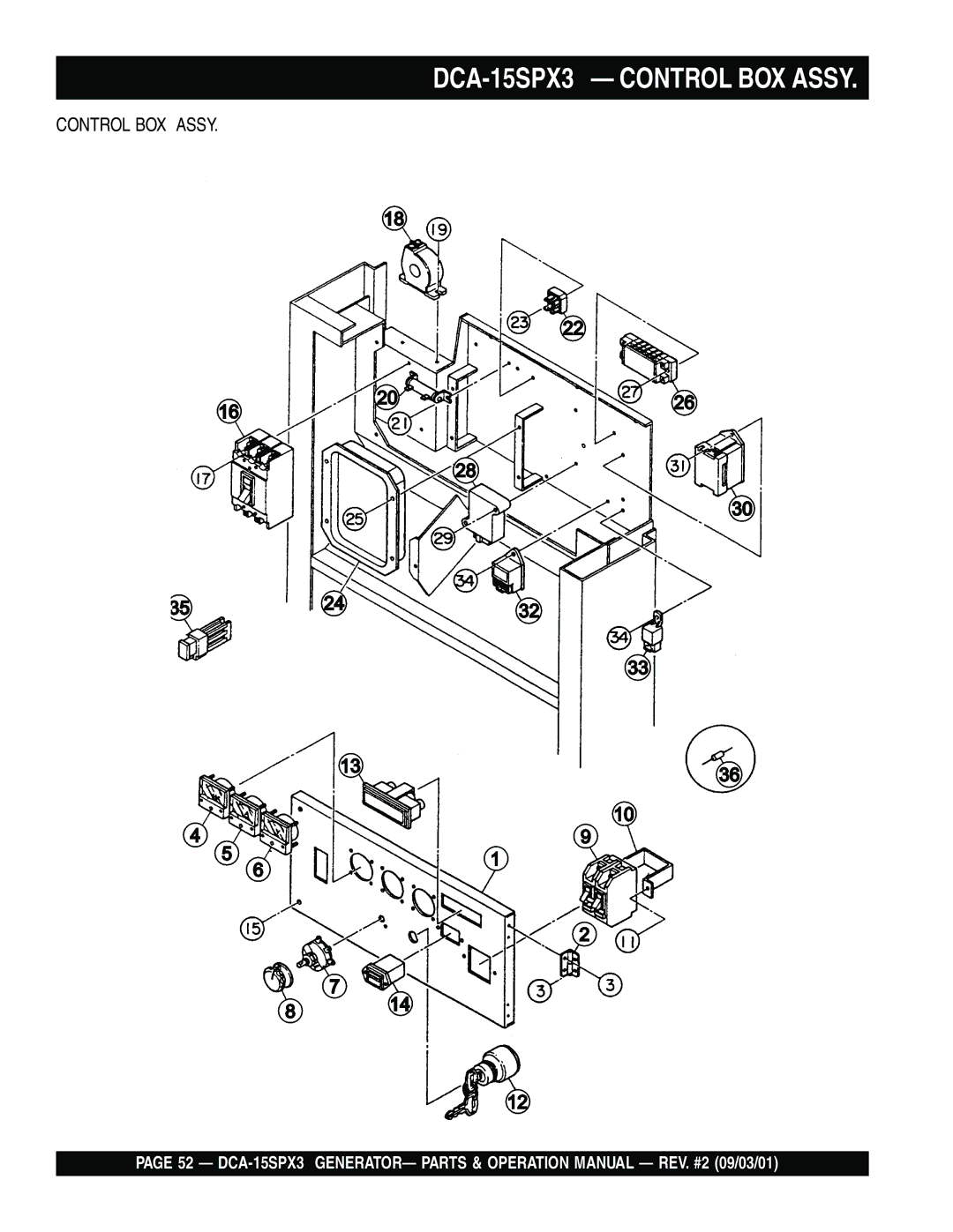 Multiquip operation manual DCA-15SPX3 Control BOX Assy 