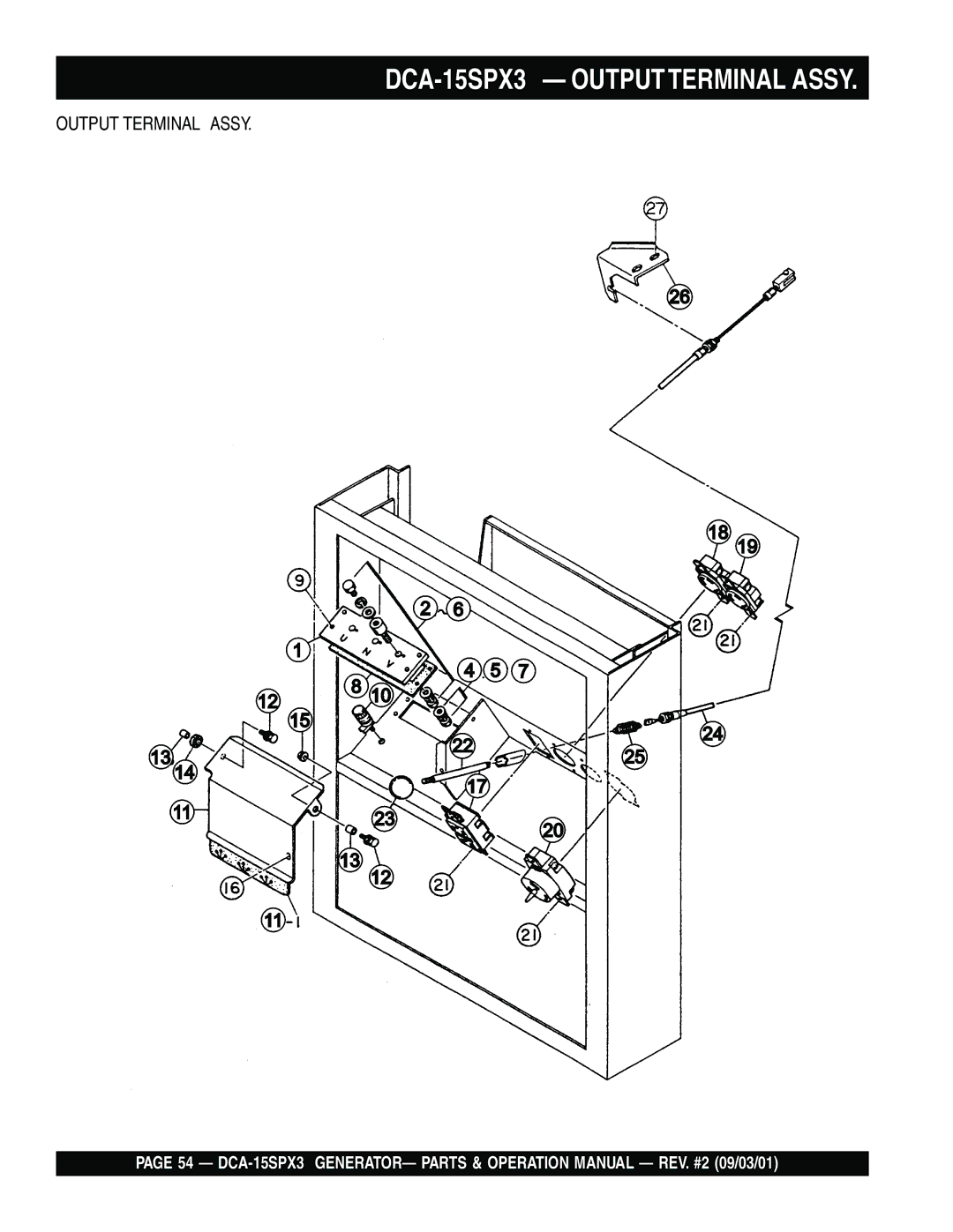 Multiquip operation manual DCA-15SPX3 Output Terminal Assy 