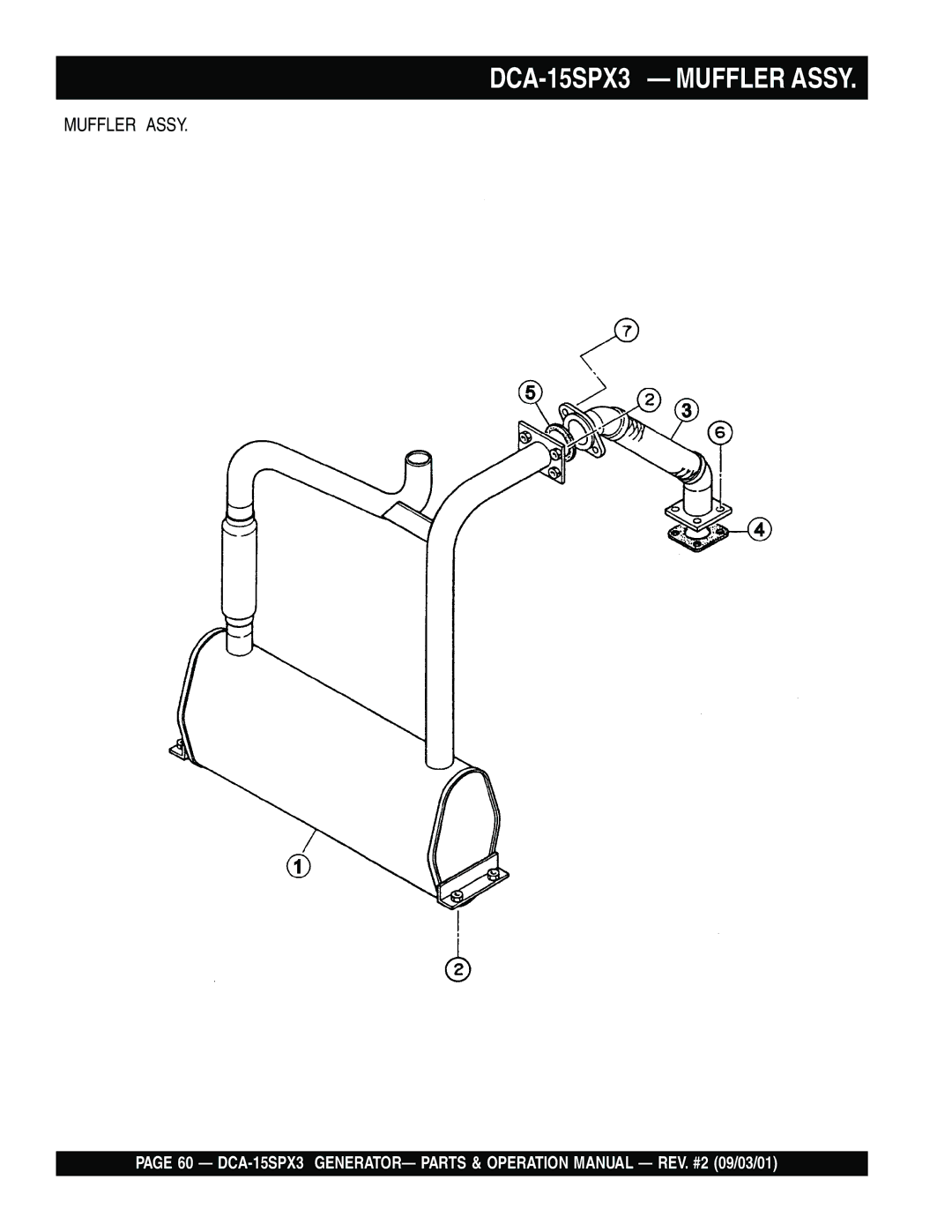 Multiquip operation manual DCA-15SPX3 Muffler Assy 