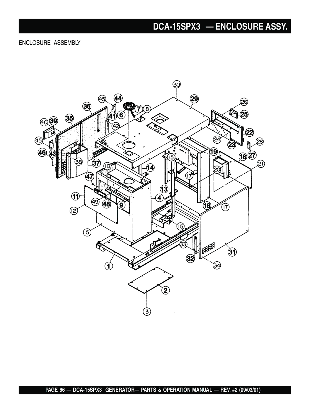 Multiquip operation manual DCA-15SPX3 Enclosure Assy 