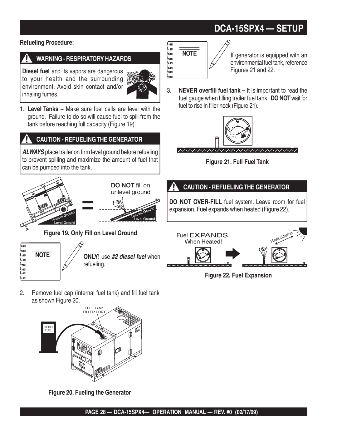 Multiquip DCA-15SPX4 operation manual Refueling Procedure 