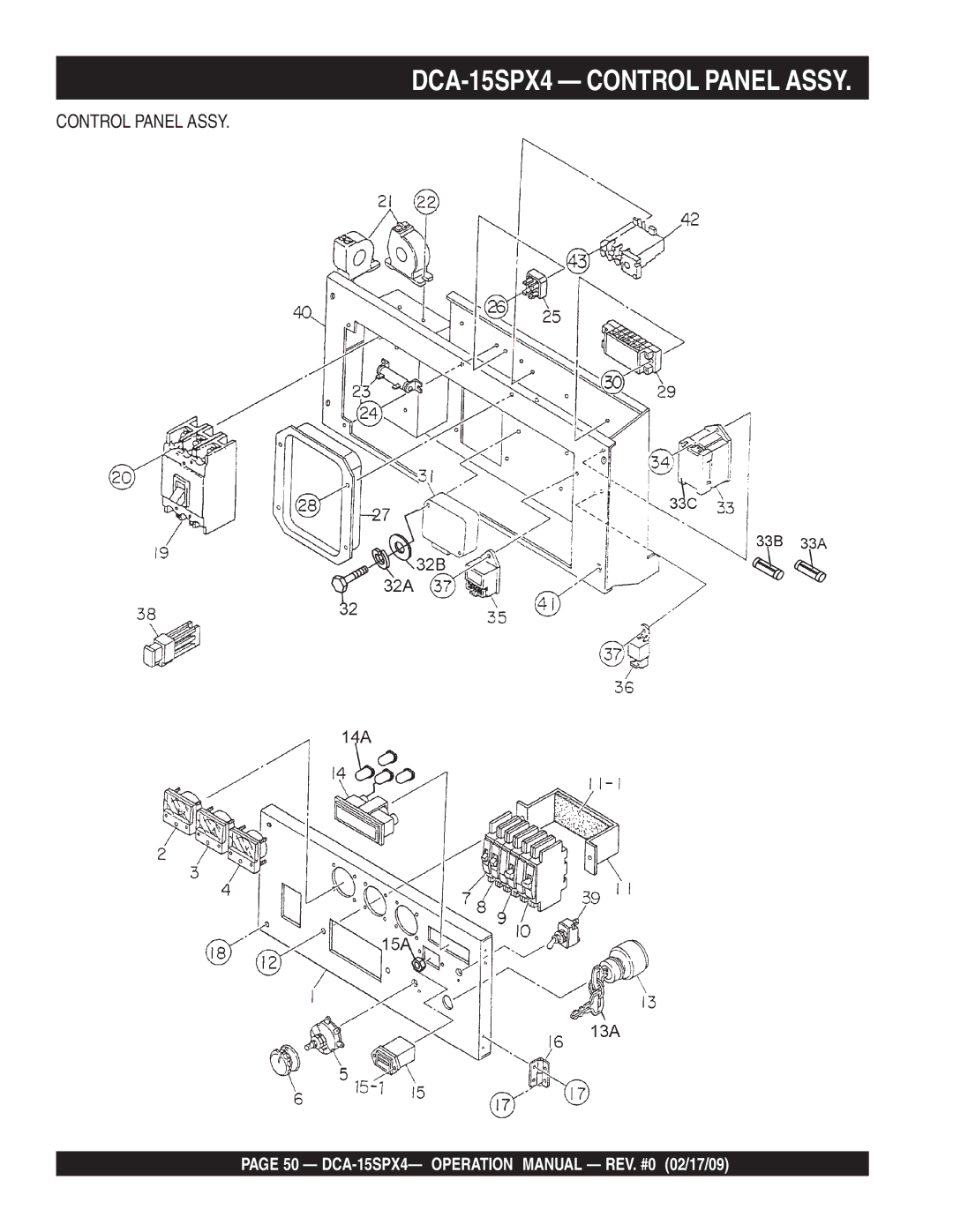 Multiquip operation manual DCA-15SPX4 Control Panel Assy 