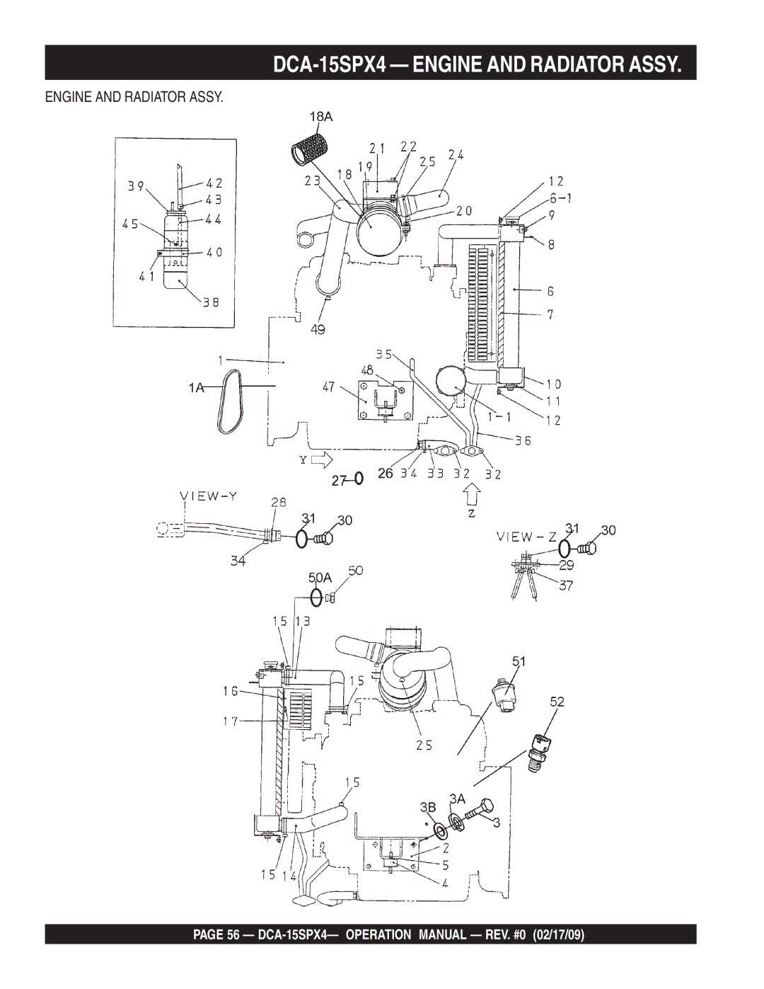 Multiquip operation manual DCA-15SPX4 Engine and Radiator Assy 