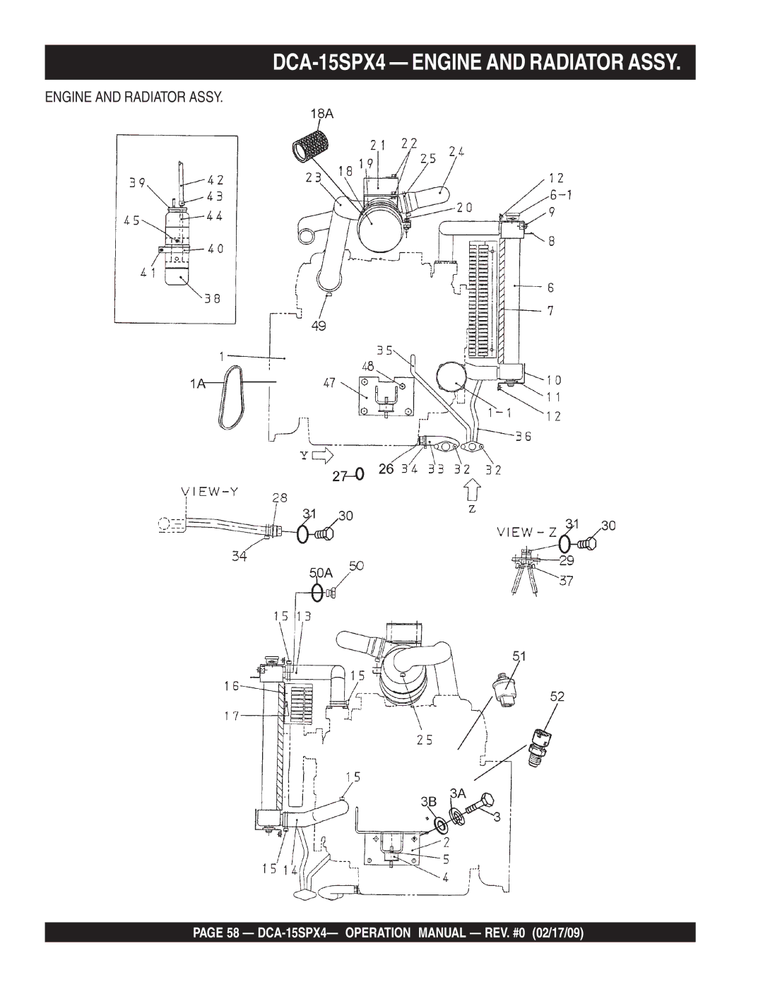 Multiquip operation manual DCA-15SPX4 Engine and Radiator Assy 