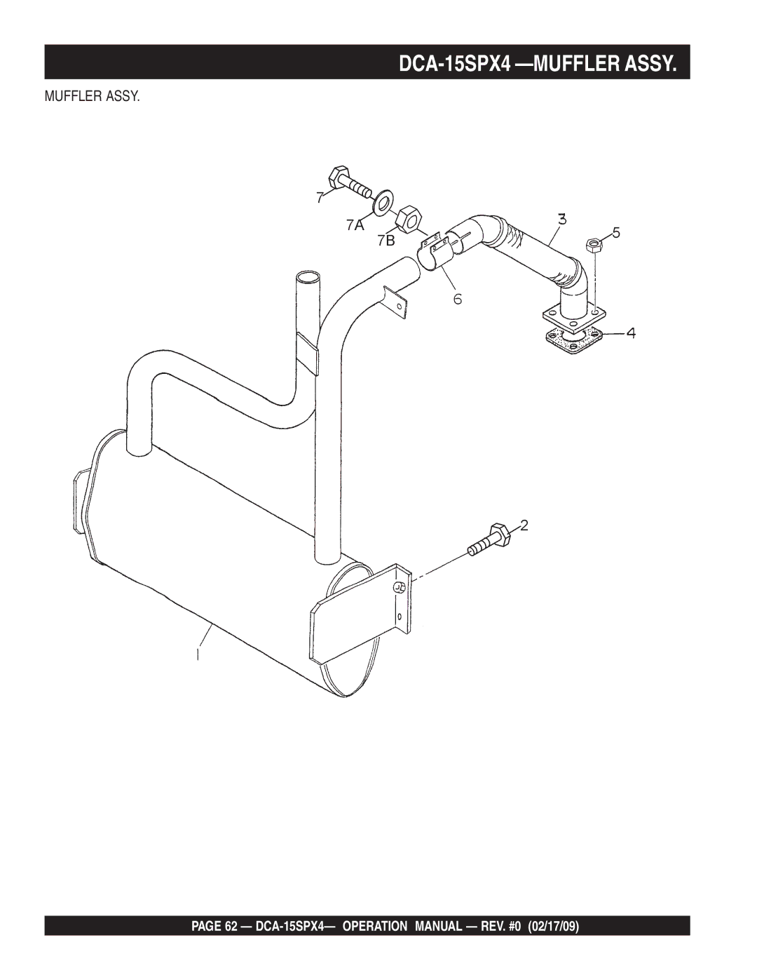 Multiquip operation manual DCA-15SPX4 -MUFFLER Assy 