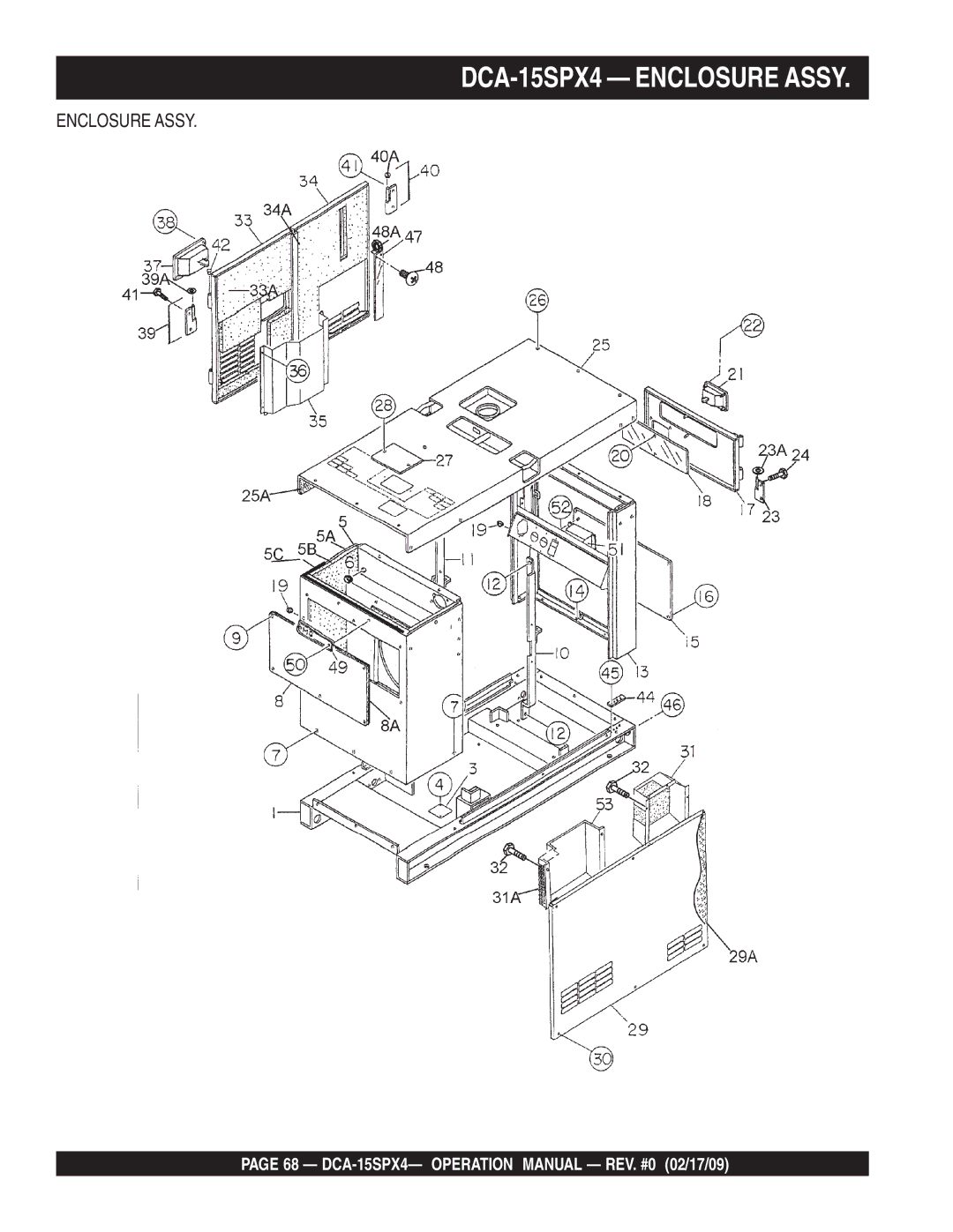 Multiquip operation manual DCA-15SPX4 Enclosure Assy 