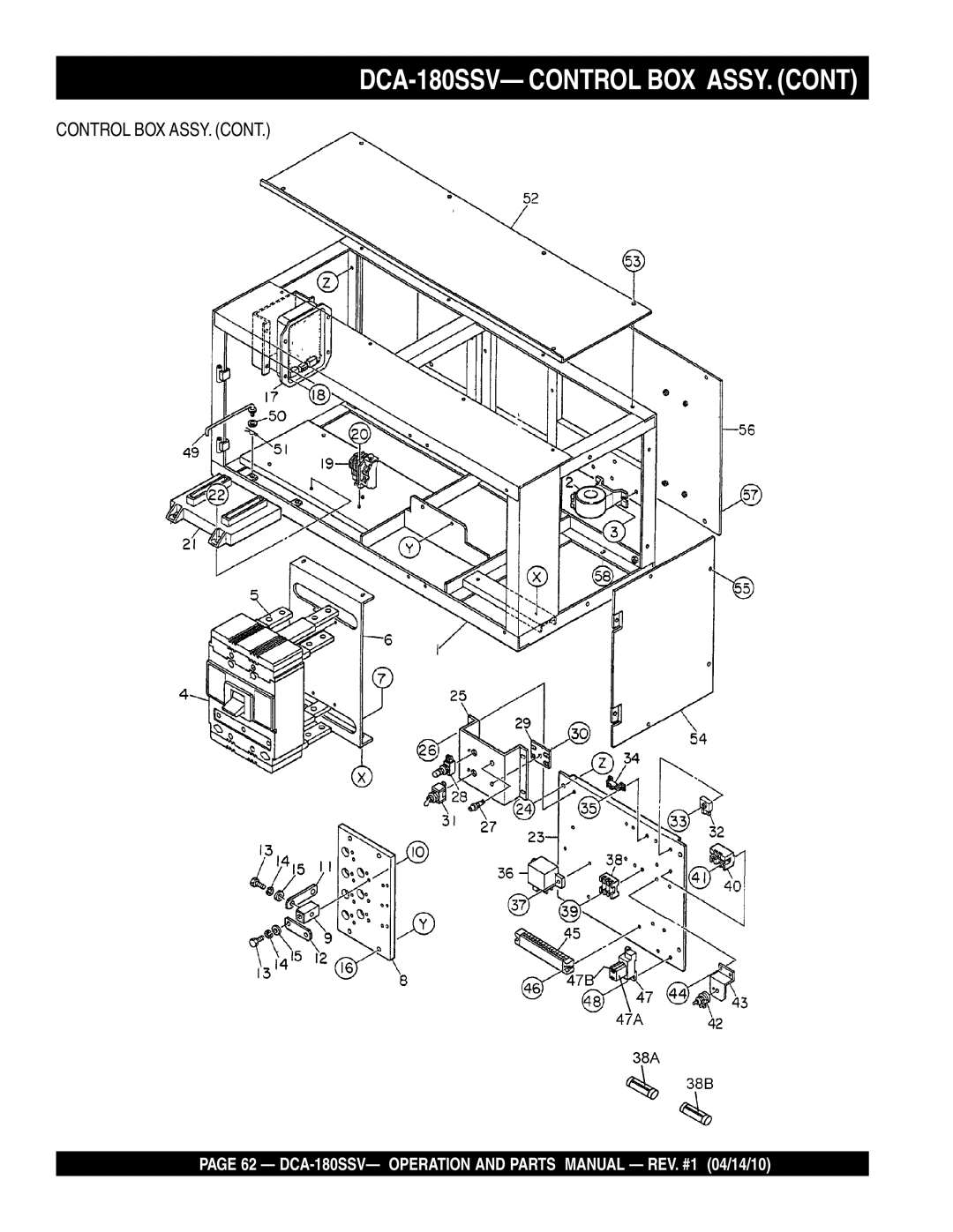 Multiquip operation manual DCA-180SSV- Control BOX ASSY 