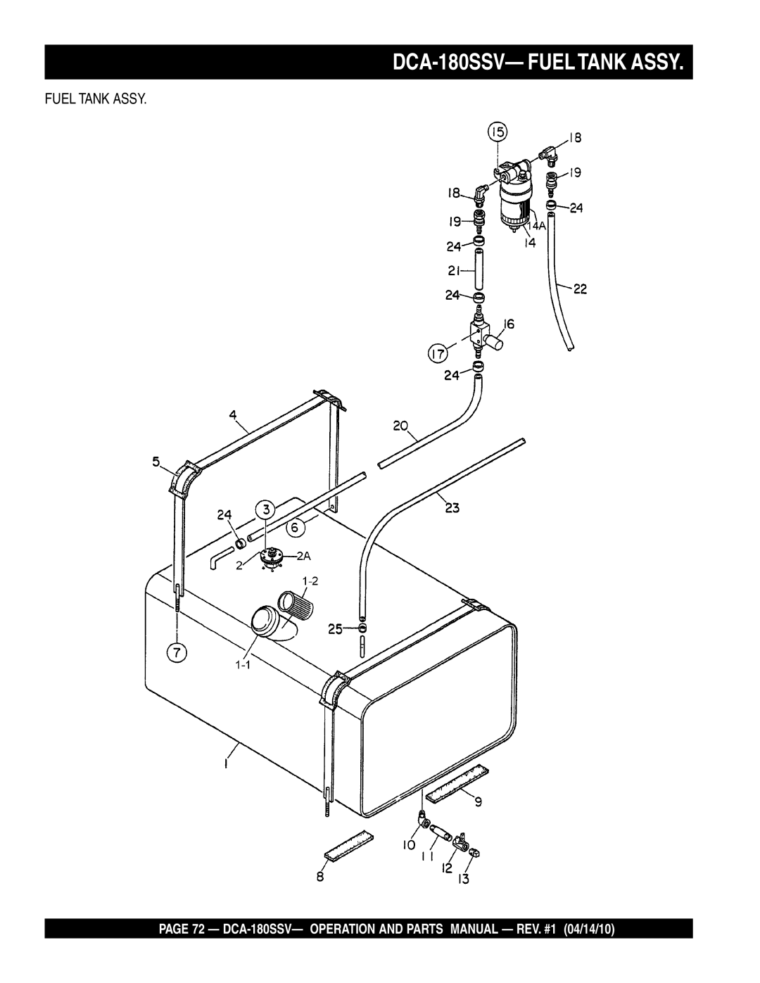 Multiquip operation manual DCA-180SSV- Fueltank Assy 