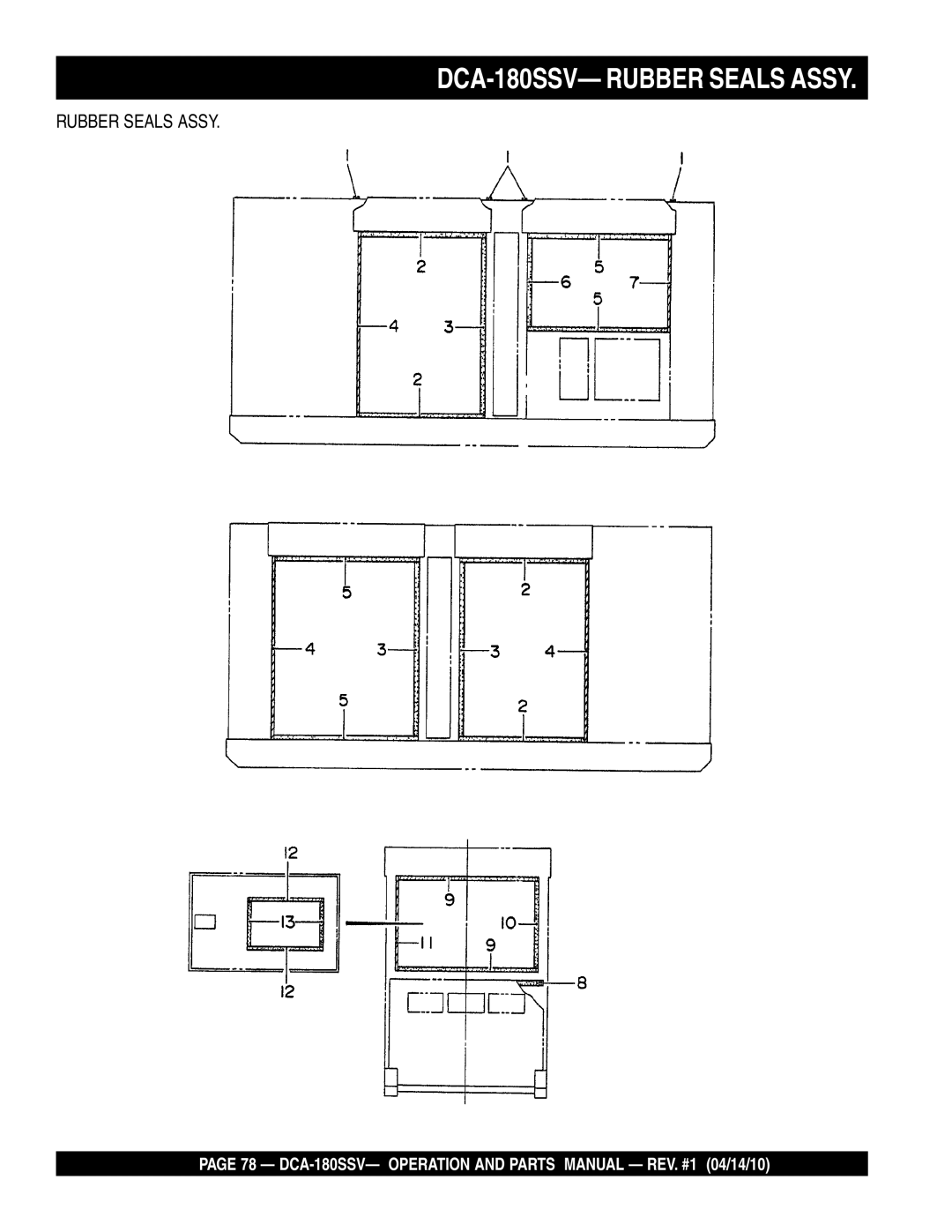 Multiquip operation manual DCA-180SSV- Rubber Seals Assy 