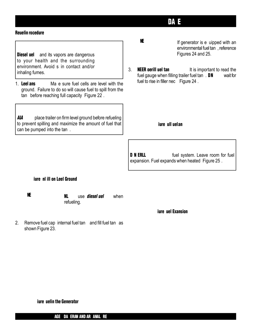 Multiquip DCA-20SPX operation manual Refueling Procedure 