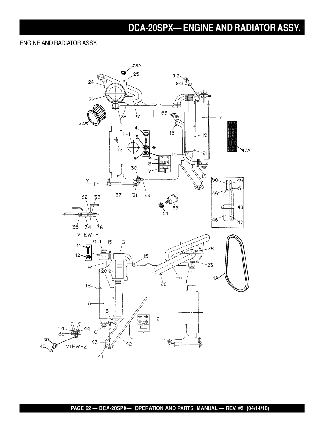 Multiquip operation manual DCA-20SPX- Engine and Radiator Assy 