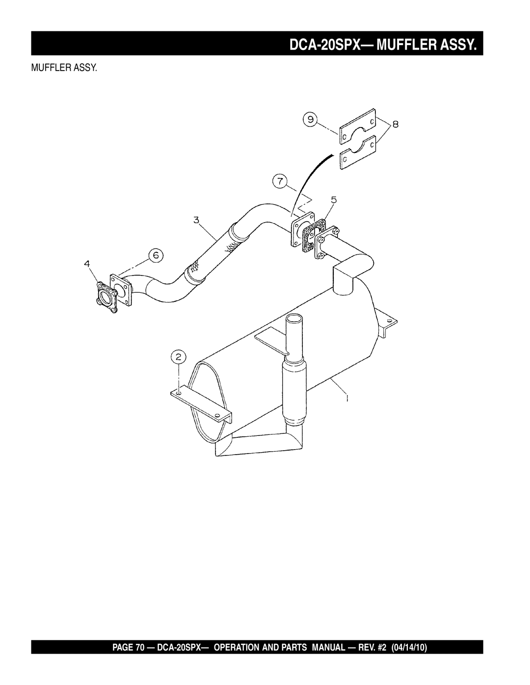 Multiquip operation manual DCA-20SPX- Muffler Assy 