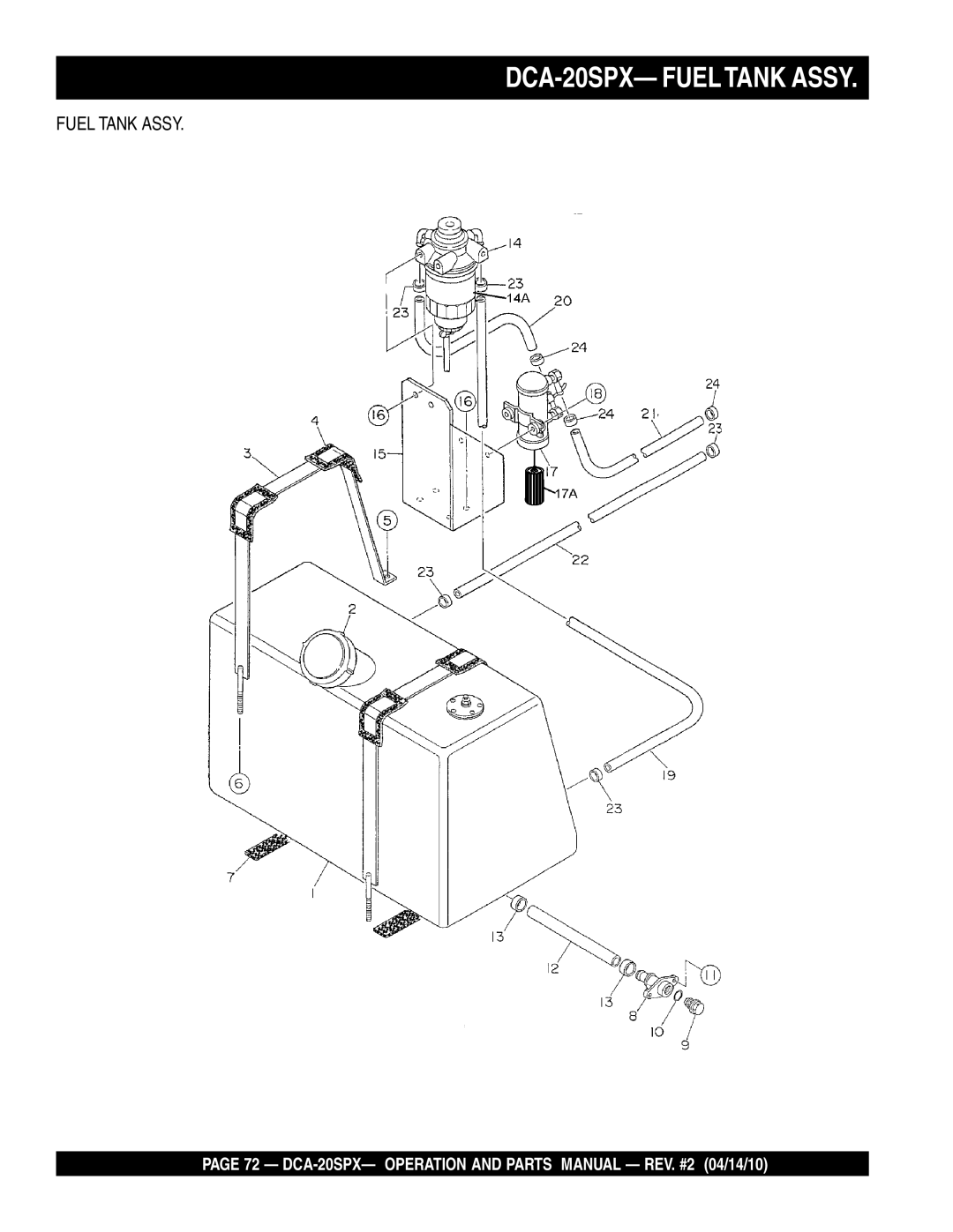 Multiquip operation manual DCA-20SPX- Fueltank Assy 