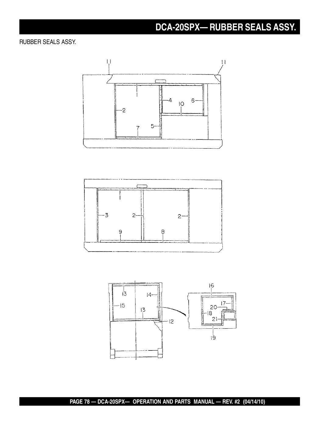 Multiquip operation manual DCA-20SPX- Rubber Seals Assy 