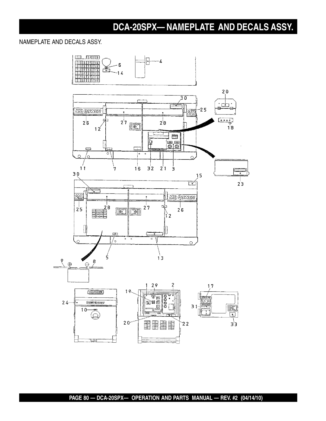 Multiquip operation manual DCA-20SPX- Nameplate and Decals Assy 