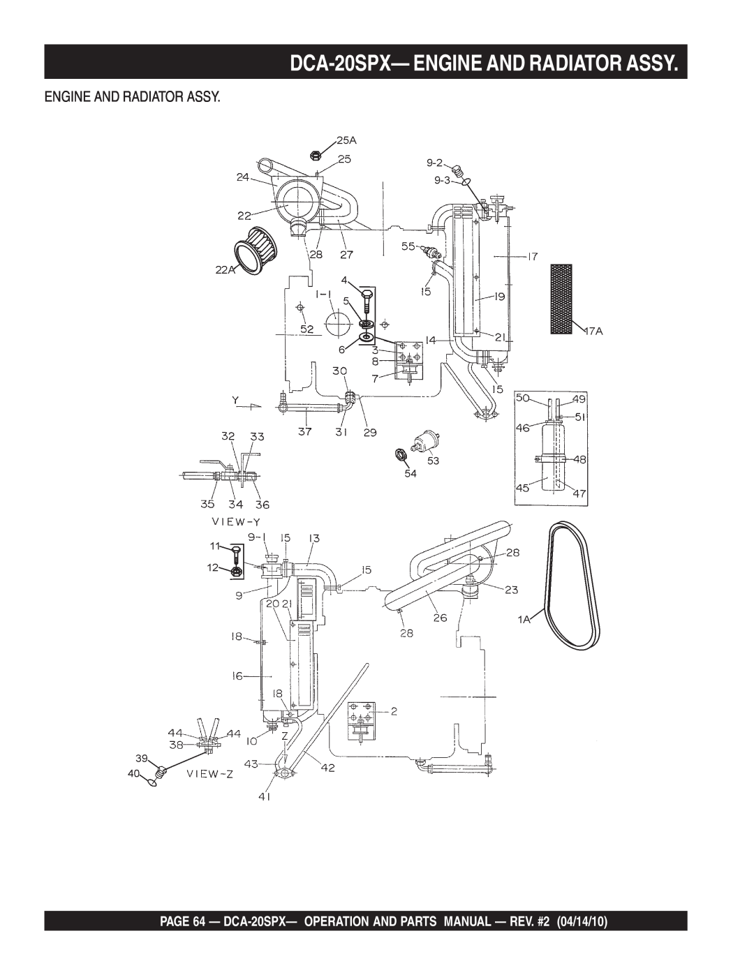 Multiquip DCA-20SPX- ENGINE AND RADIATOR ASSY, PAGE 64 - DCA-20SPX- OPERATION AND PARTS MANUAL - REV. #2 04/14/10 