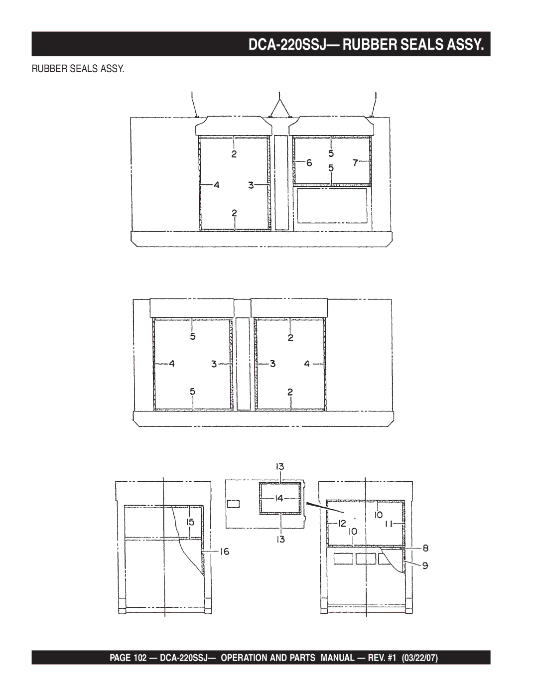 Multiquip operation manual DCA-220SSJ- Rubber Seals Assy 