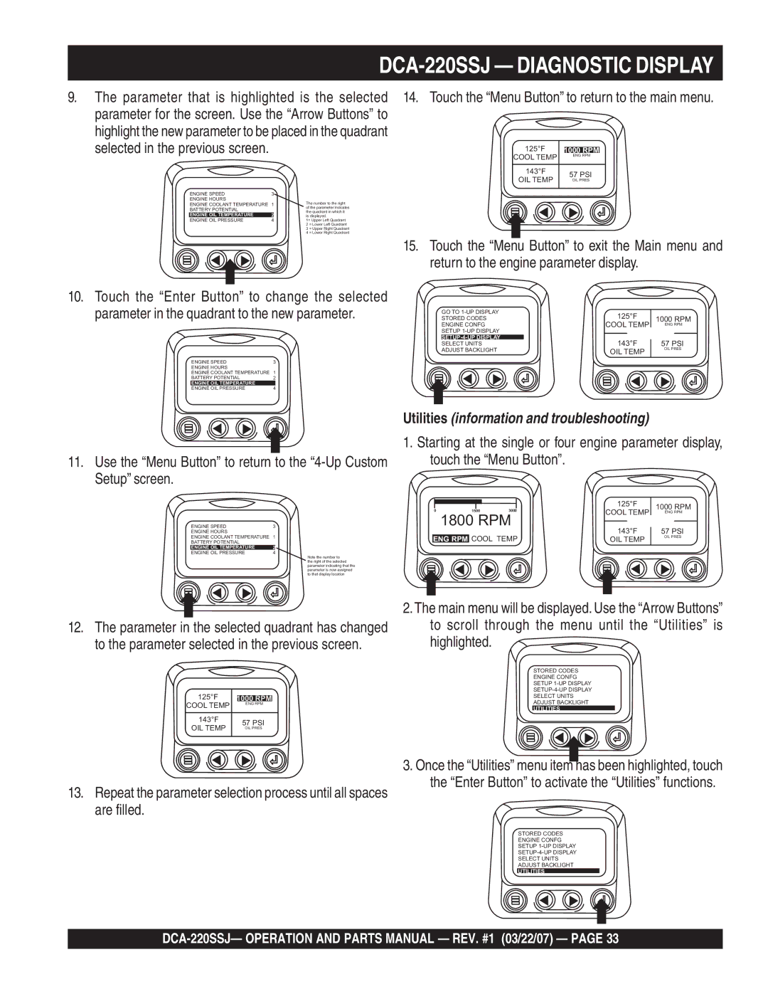 Multiquip DCA-220SSJ operation manual Utilities information and troubleshooting 