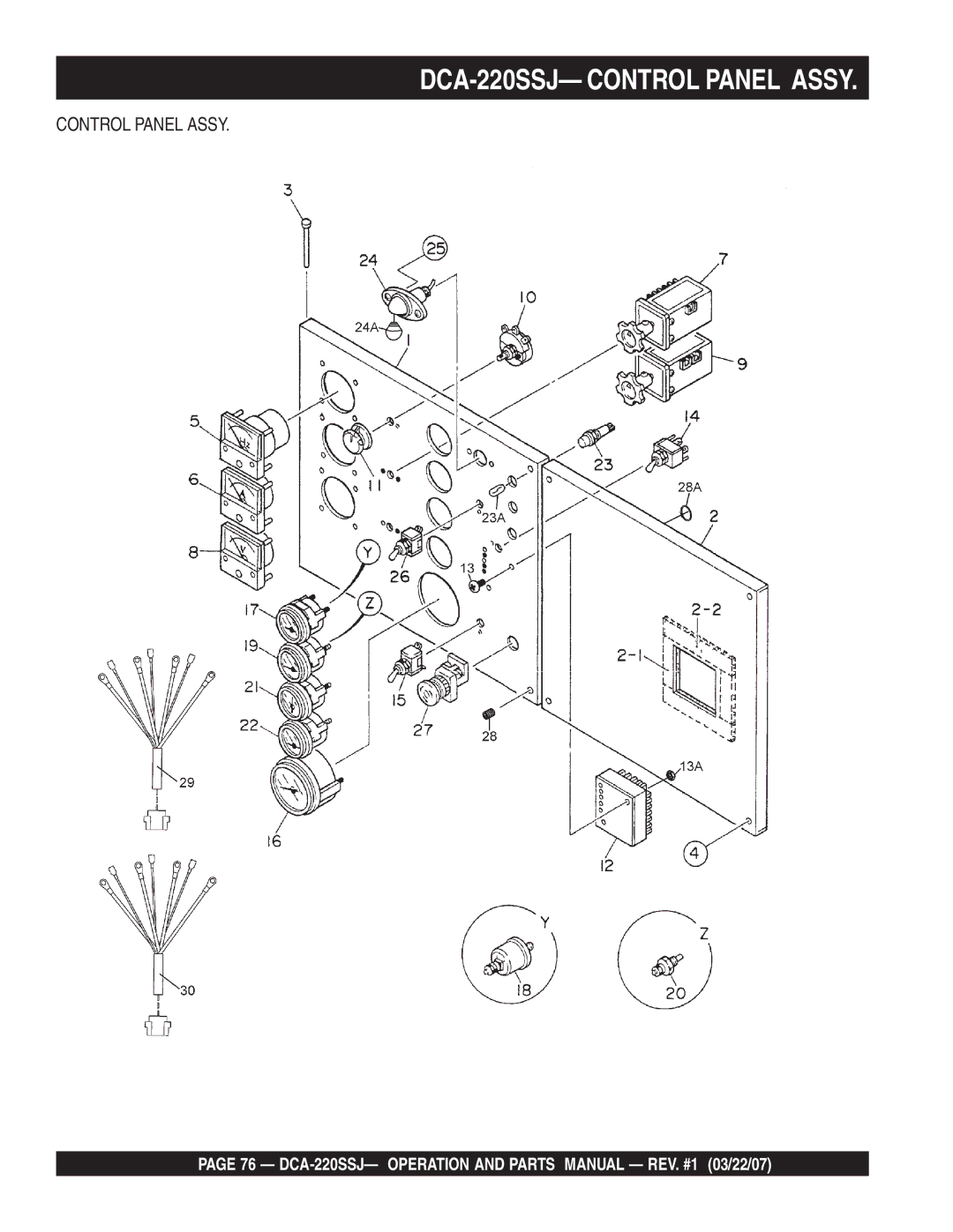 Multiquip operation manual DCA-220SSJ- Control Panel Assy 