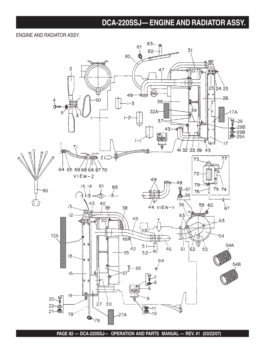 Multiquip operation manual DCA-220SSJ- Engine and Radiator Assy 