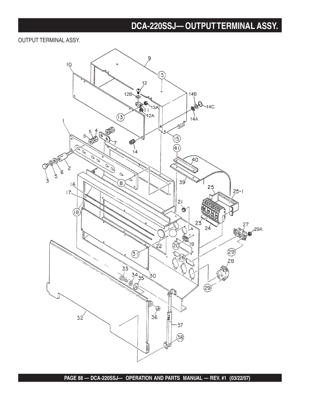 Multiquip operation manual DCA-220SSJ- Outputterminal Assy 