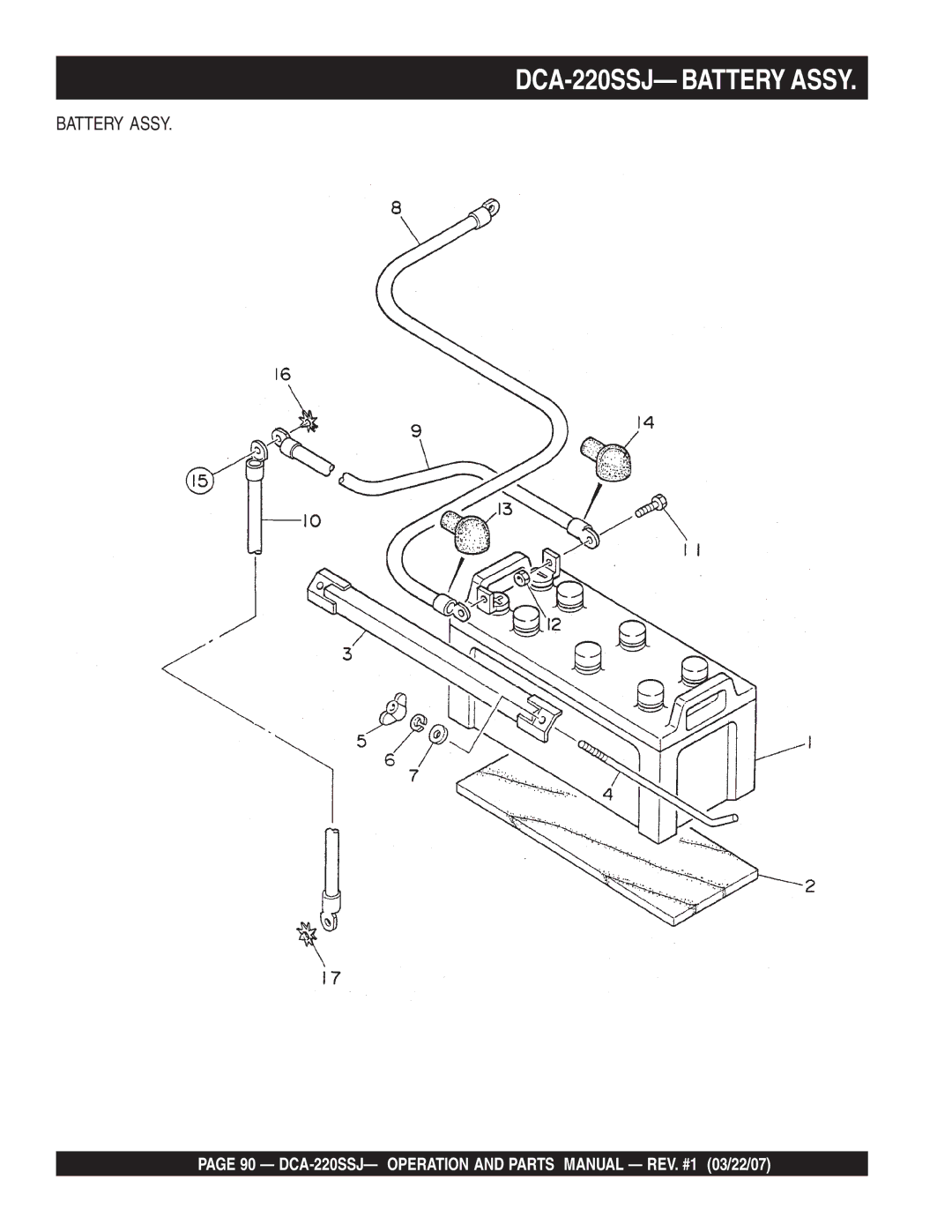 Multiquip operation manual DCA-220SSJ- Battery Assy 