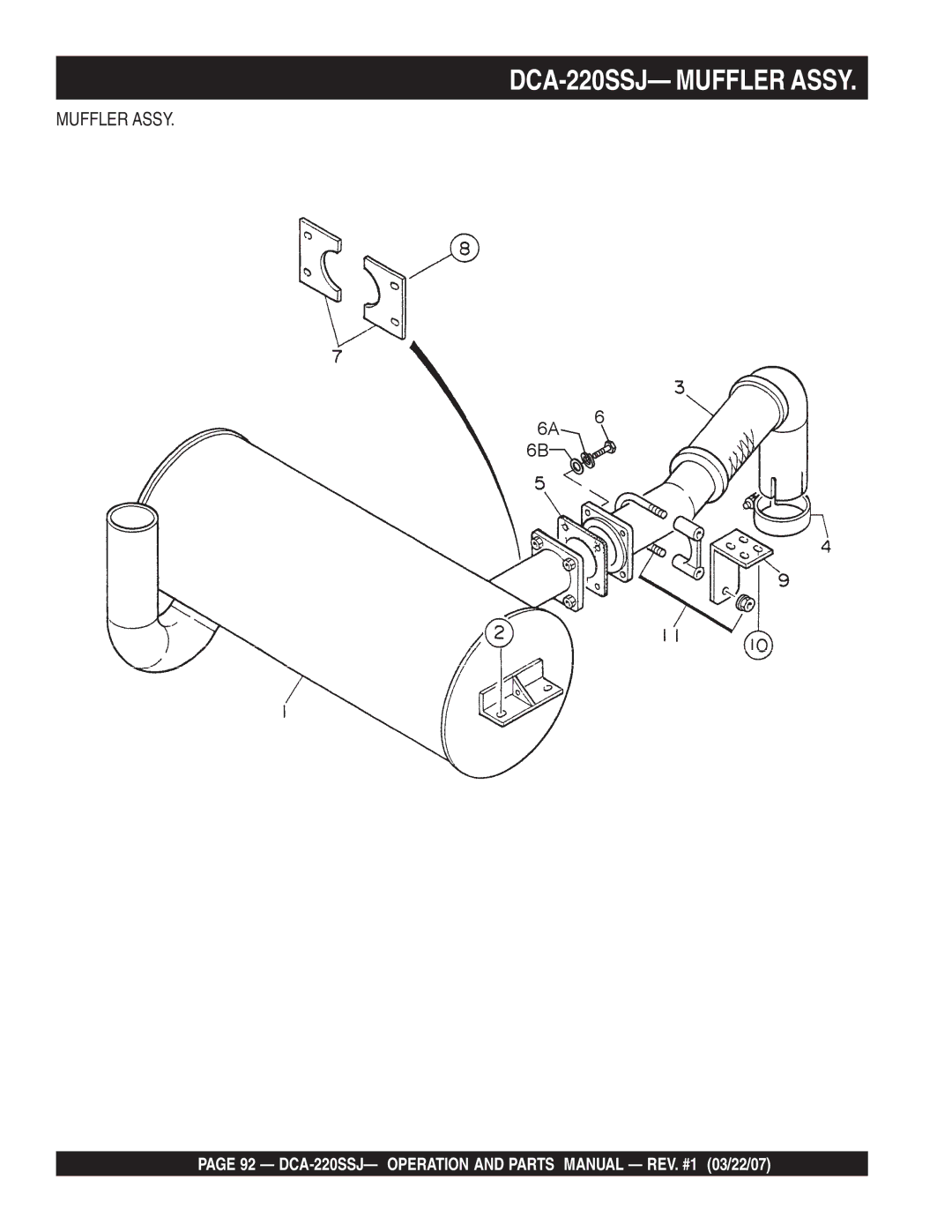 Multiquip operation manual DCA-220SSJ- Muffler Assy 